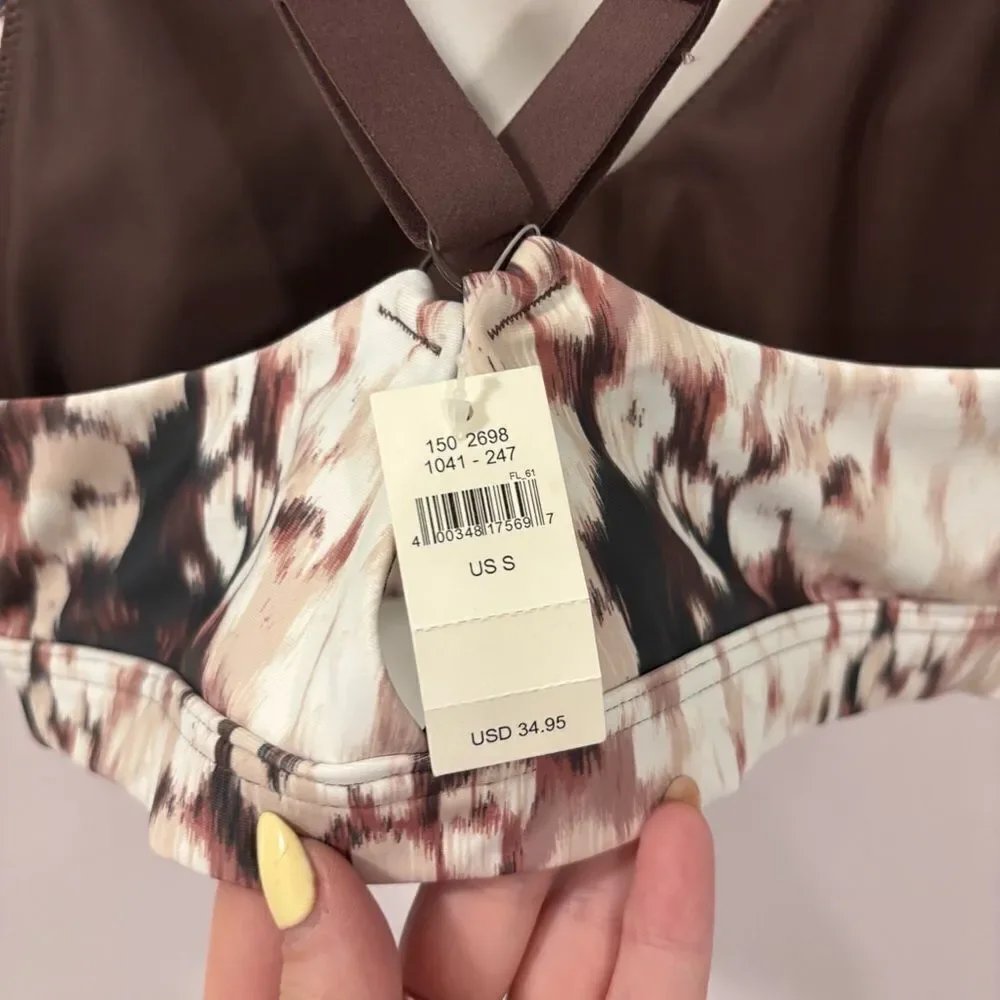Aerie OFFLINE Shine Strappy Back Sports Bra NEW with tags Size Small Cocoa Cream